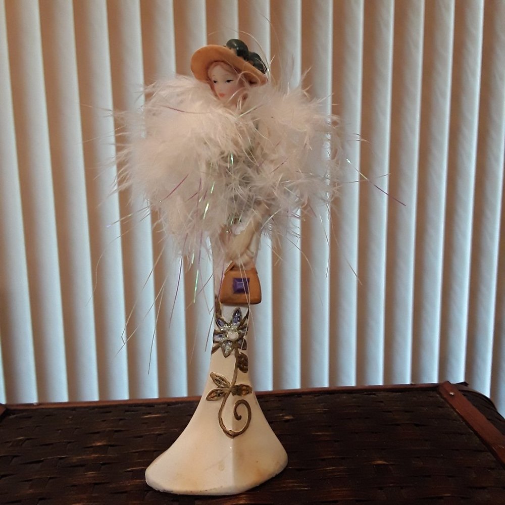 Vintage Elegant Lady Feather Boa Handbag Bow Hat